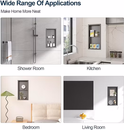 Ниша для душа в ванной комнате, полка из никеля с двойной шлифовкой из нержавеющей стали