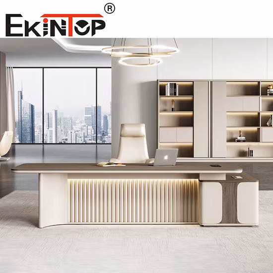Изготовленный на заказ роскошный офис, современная деревянная мебель, деревянный мобильный постамент